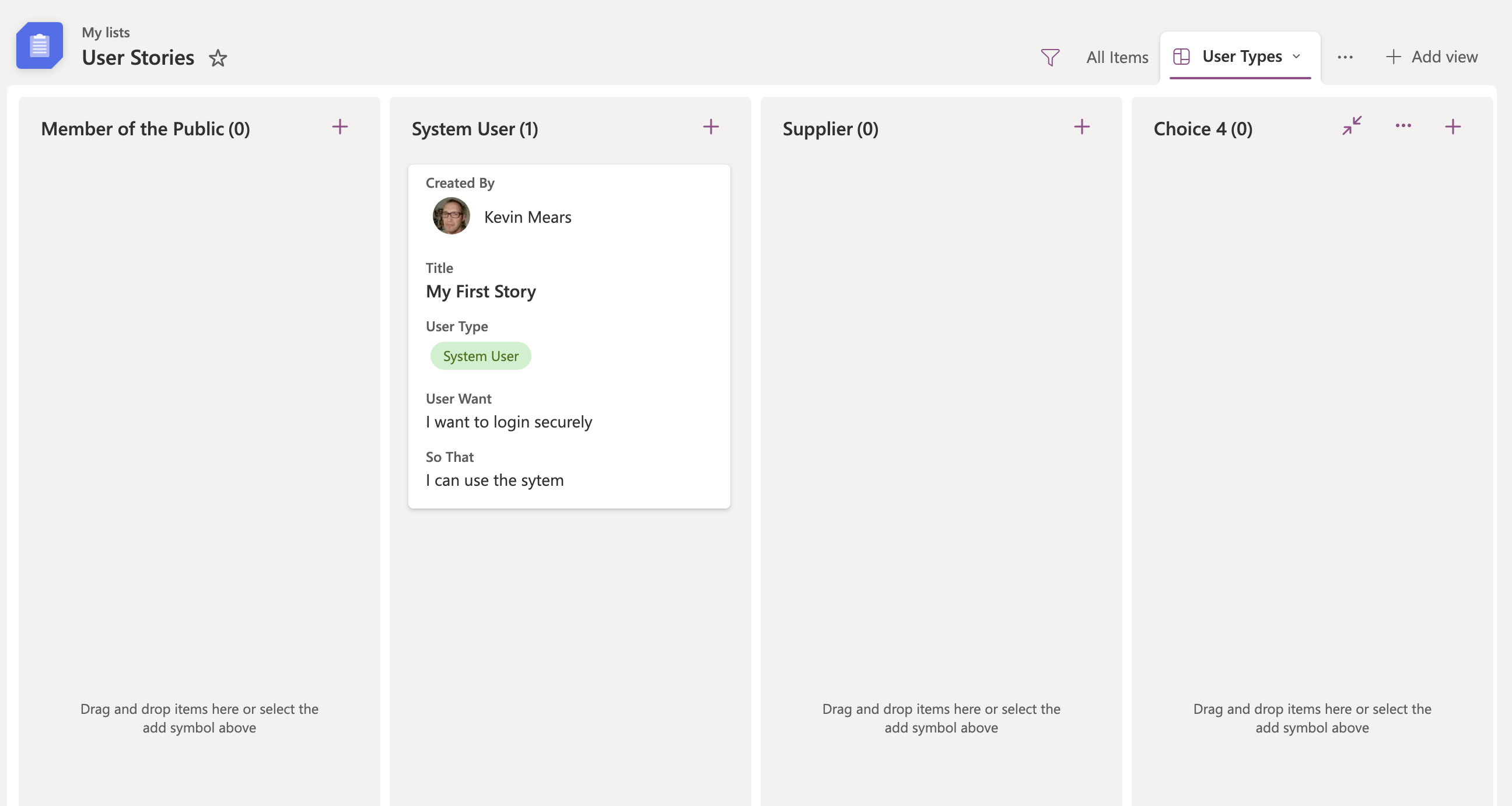 Screenshot of Board View